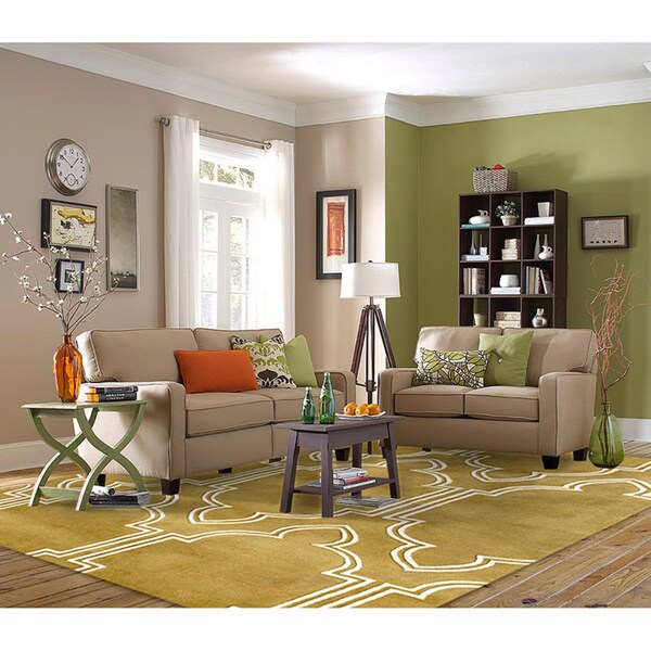 ZnZ Rug Gallery Hand-made Mustard Gold Wool Rug - 5' x 8'