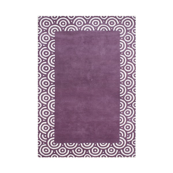 ZnZ Rug Gallery Hand made Purple Wool Rug (5' x 8') 5x8   6x9 Rugs