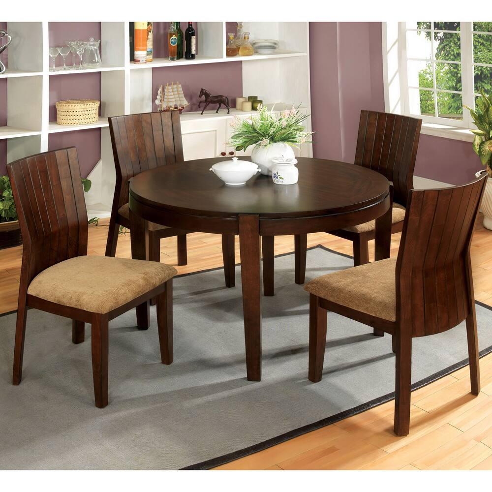 Furniture of America Dustin Round 42-inch Walnut 5-piece Dining Set