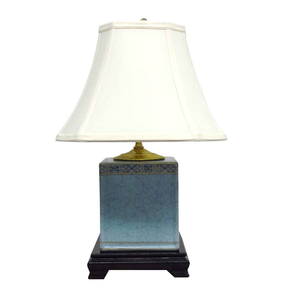 Light Blue with Trim Box 1-light Gold Table Lamp