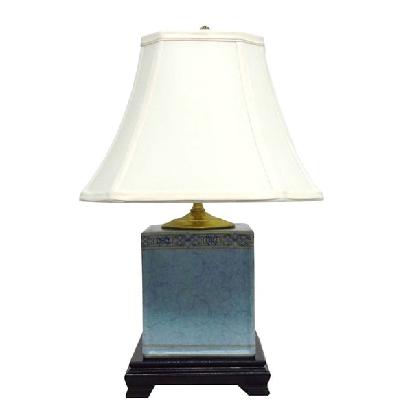 Light Blue with Trim Box 1 light Gold Table Lamp Table Lamps