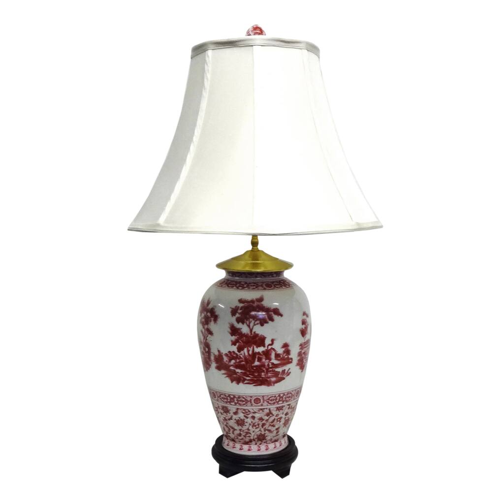 Pink Pagoda Round Jar 1-light Gold Table Lamp