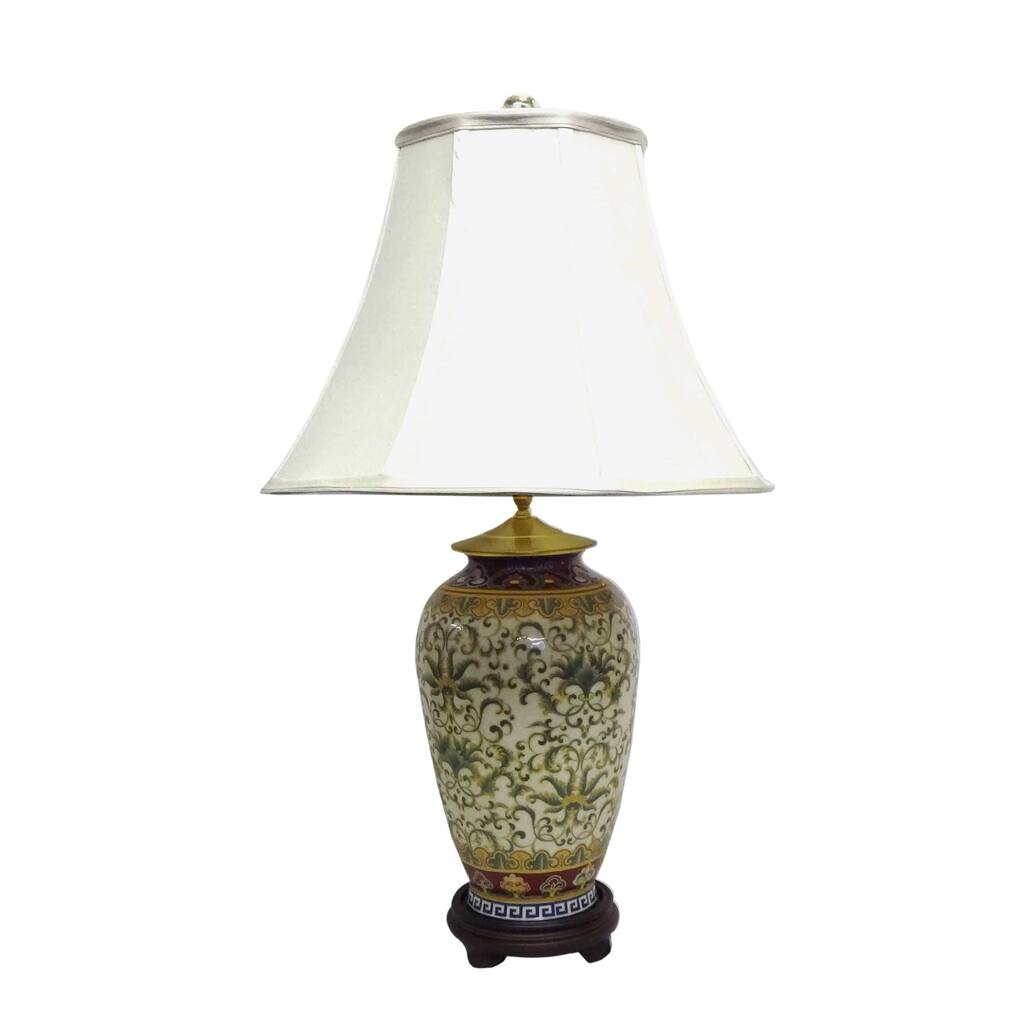 Empress Pattern Round Jar 1-light Gold Table Lamp