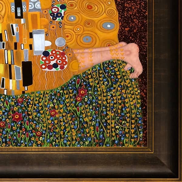 Shop Gustav Klimt The Kiss Hand Painted Framed Canvas Art On Sale Overstock