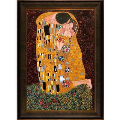 La Pastiche Gustav Klimt 'The Kiss' Hand Painted Framed Canvas Art