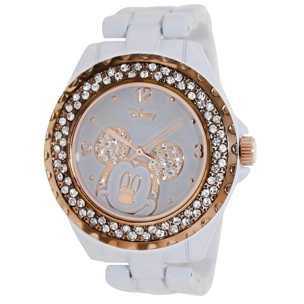 Disney Women's White Stainless Steel Quartz Watch Disney Women's Disney Watches