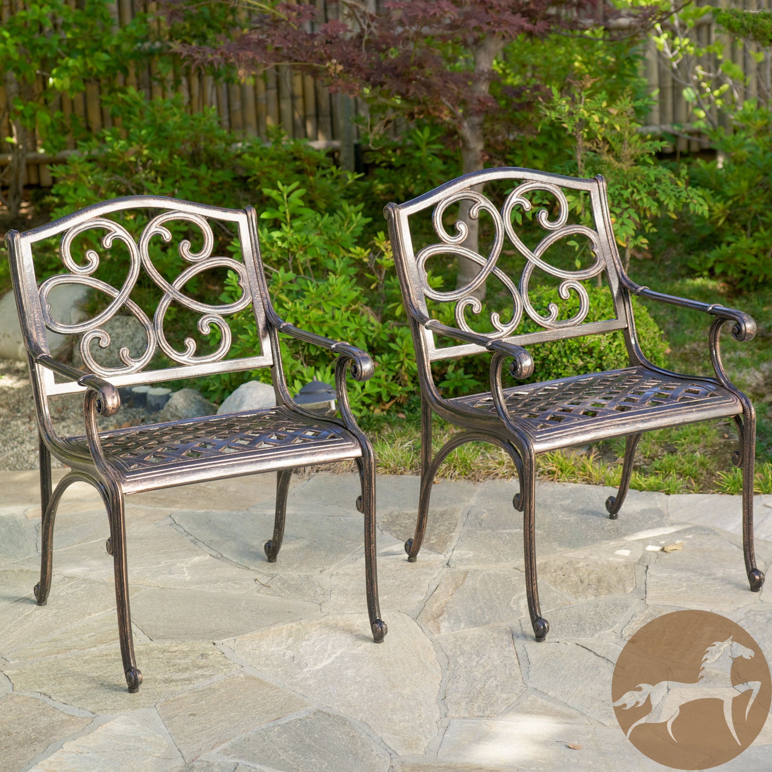 Christopher Knight Home Mckinley Cast Aluminum Bronze Outdoor Chairs (set Of 2)