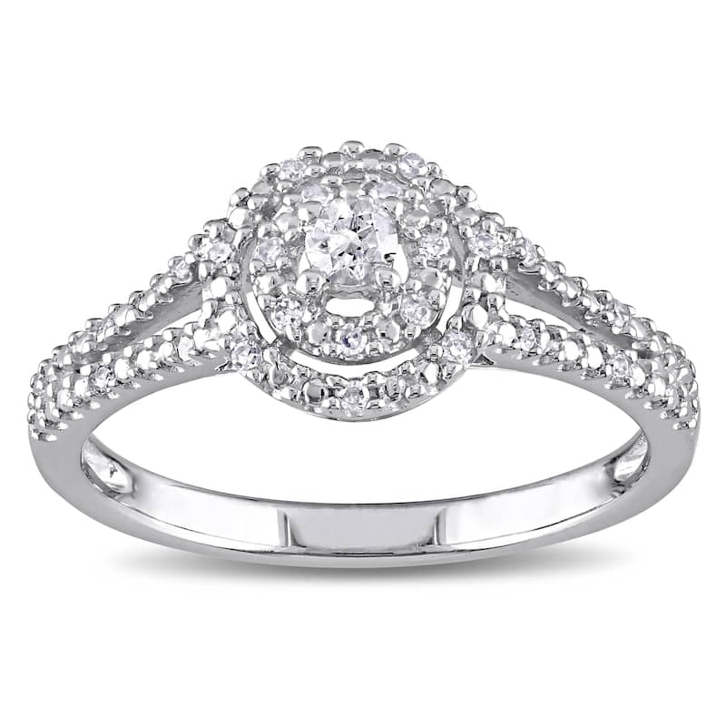 Miadora Sterling Silver 1/5ct TDW Diamond Double Halo Engagement Ring - 7