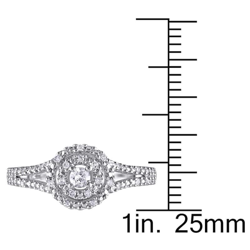Miadora Sterling Silver 1/5ct TDW Diamond Double Halo Engagement Ring