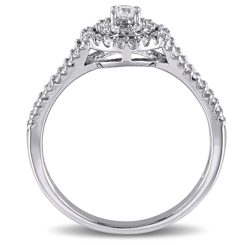 Miadora Sterling Silver 1/5ct TDW Diamond Double Halo Engagement Ring