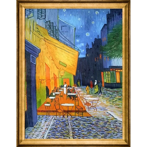 Shop Vincent Van Gogh 'Cafe Terrace at Night' Hand Painted Framed ...