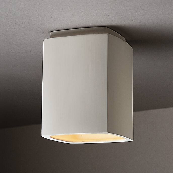 Justice Design Rectangle Ceramic Outdoor 1-light Flush Mount - White - Bisque