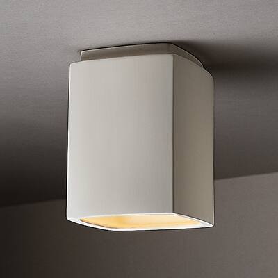 Justice Design Rectangle Ceramic Outdoor 1-light Flush Mount - White