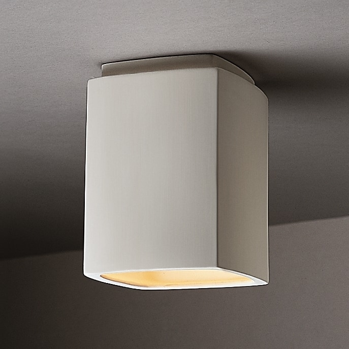 Justice Design Rectangle Ceramic Outdoor 1-light Flush Mount - White