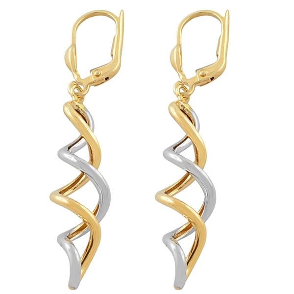 Fremada 14k Two tone Gold Spiral Earrings Fremada Gold Earrings