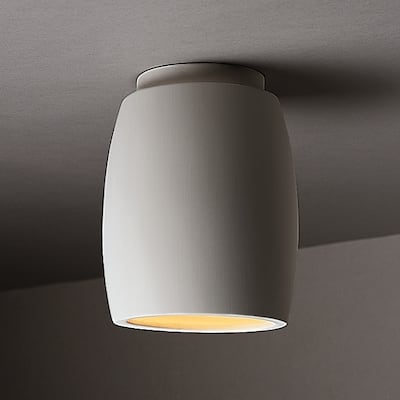 Curved Ceramic Outdoor 1-light Flush Mount - White