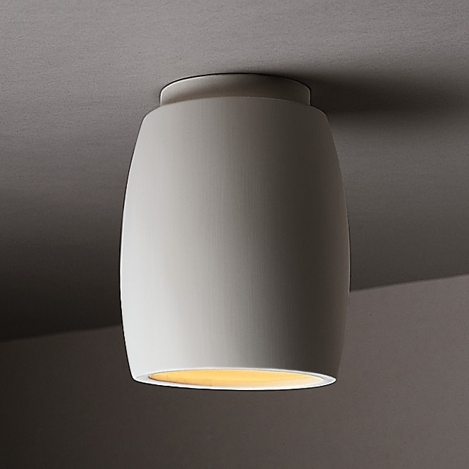 Curved Ceramic Outdoor 1-light Flush Mount - White