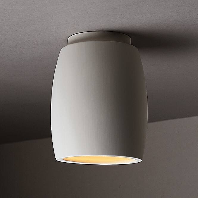 Curved Ceramic Outdoor 1-light Flush Mount - White - White