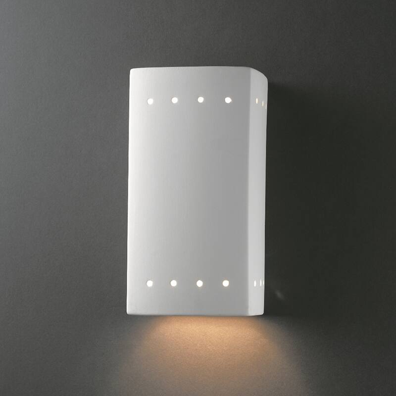 Closed Top Perferated Rectangular Ceramic 1-light Sconce