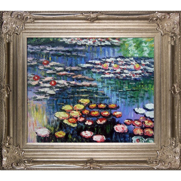 Claude Monet 'Water Lilies' Hand-painted Framed Art