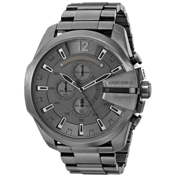 Diesel Mens Grey Stainless Steel and Grey Dial Analog Quartz Watch