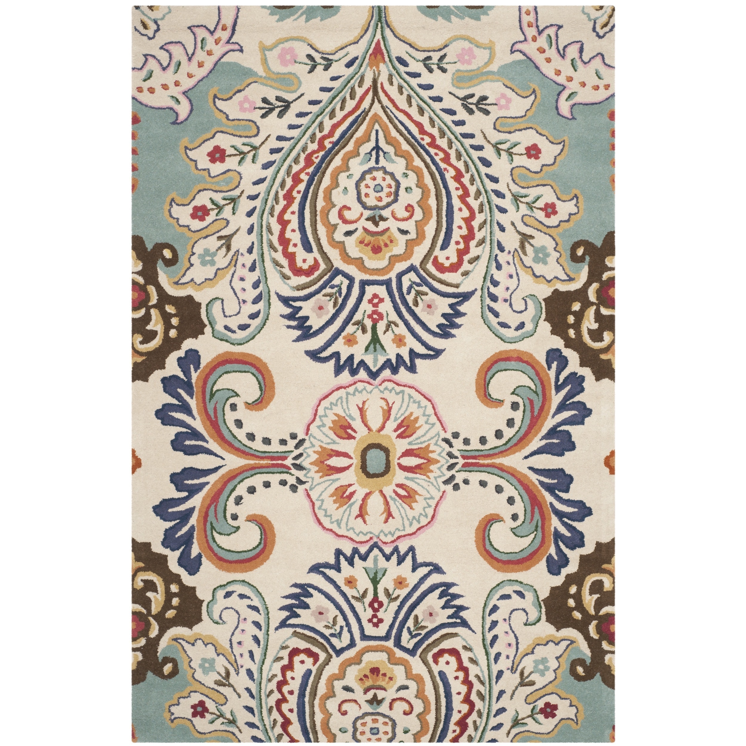 Safavieh Handmade Bella Ivory/ Blue Wool Rug (5 X 8)