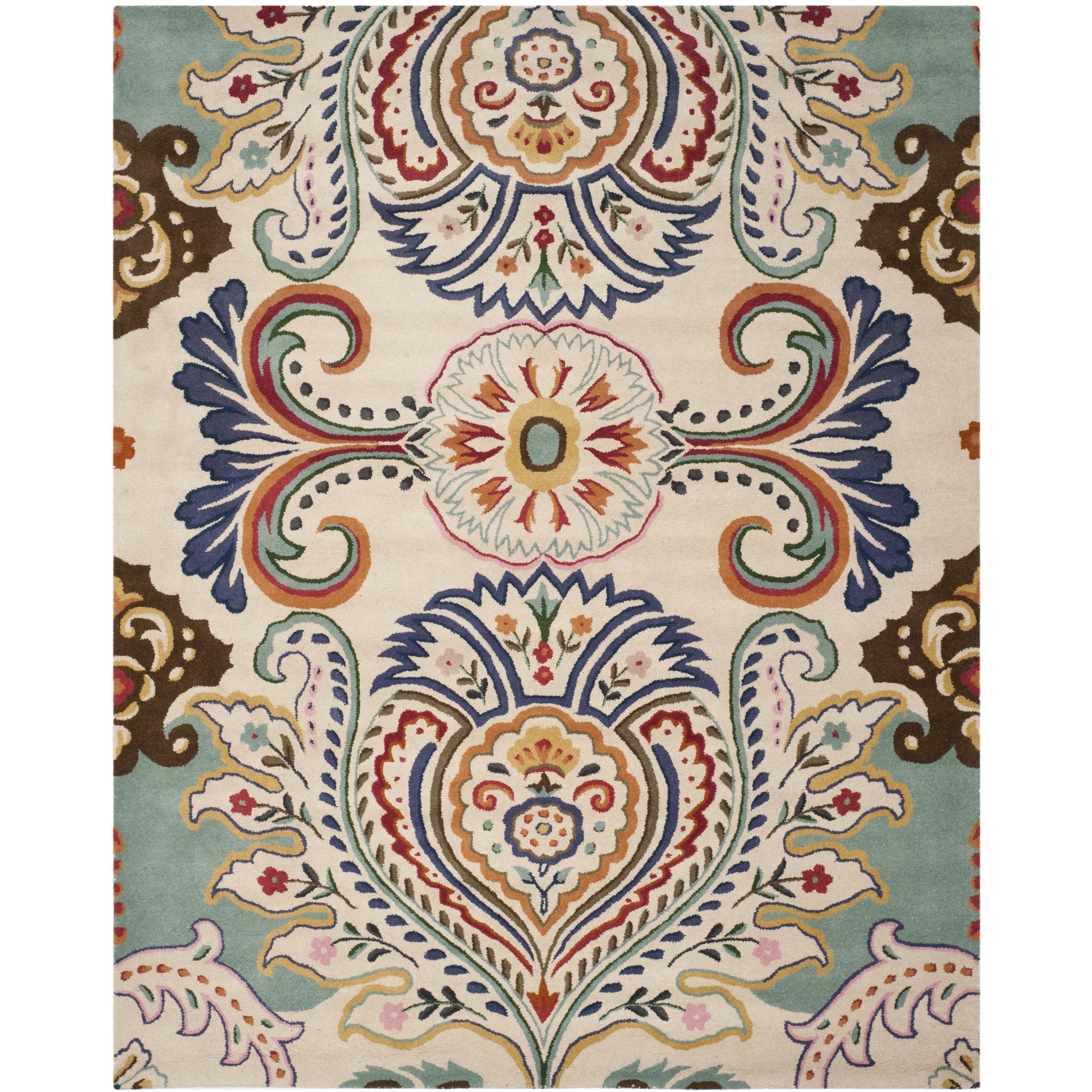 Safavieh Handmade Bella Ivory/ Blue Wool Rug (89 X 12)