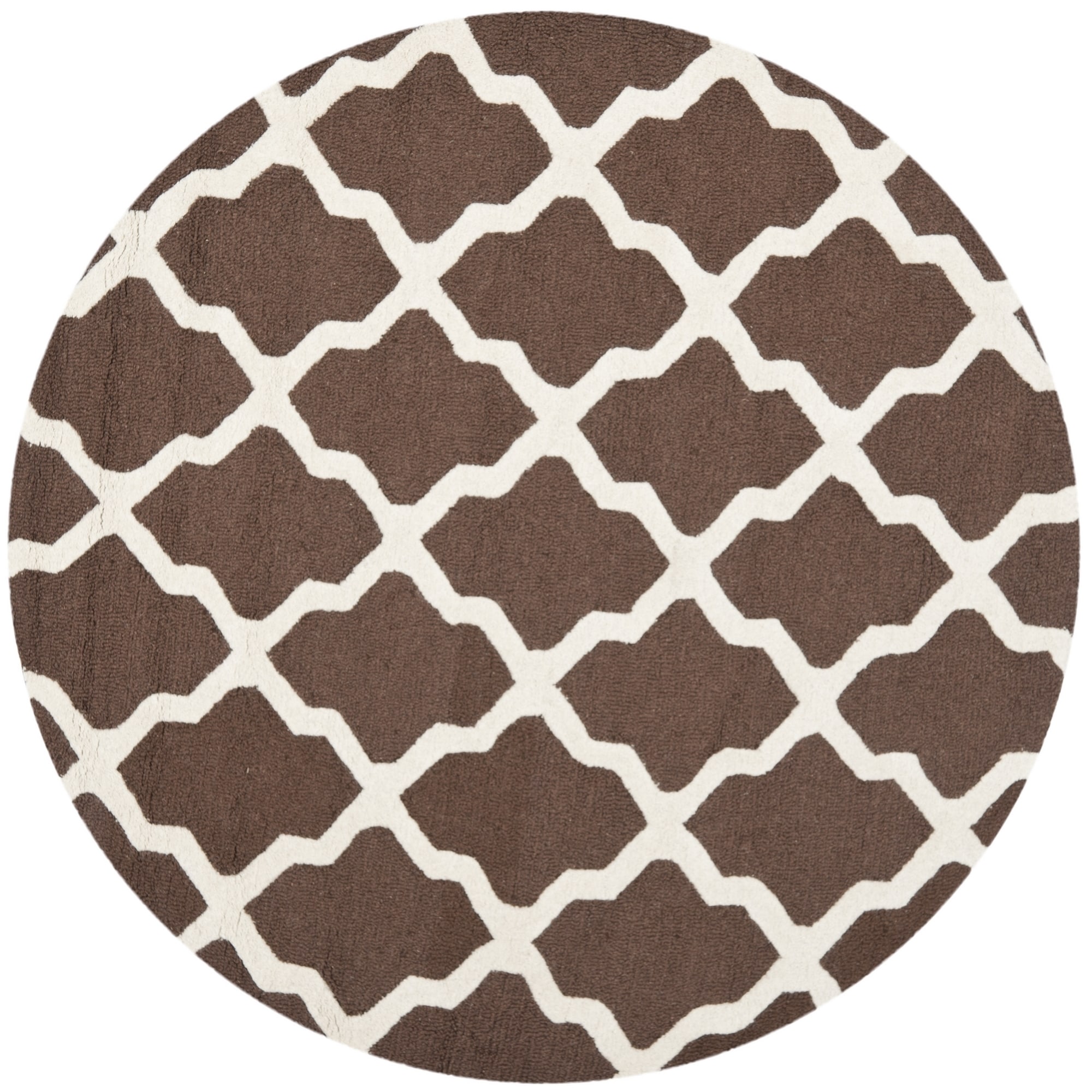 Safavieh Handmade Moroccan Cambridge Dark Brown/ Ivory Wool Rug (4 Round)