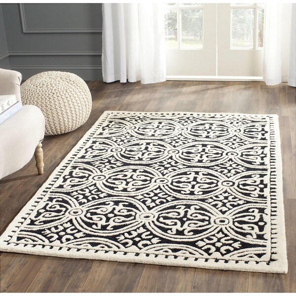 Safavieh Handmade Cambridge Moroccan Black Ivory Rug 4 Square Safavieh Handmade Cambridge Moroccan Black Ivory Rug 4 X27