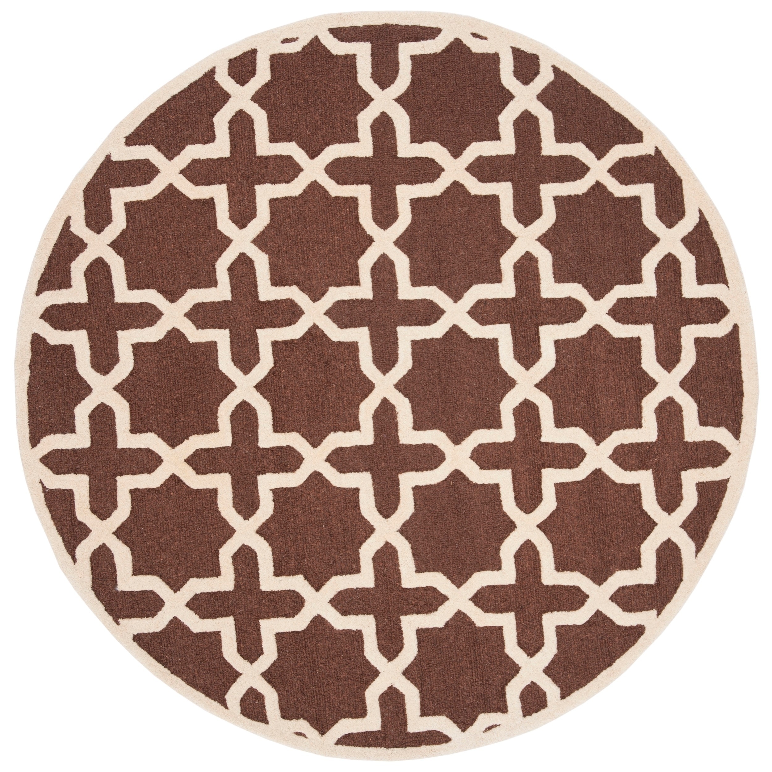 Safavieh Handmade Moroccan Cambridge Dark Brown/ Ivory Wool Rug (8 Round)