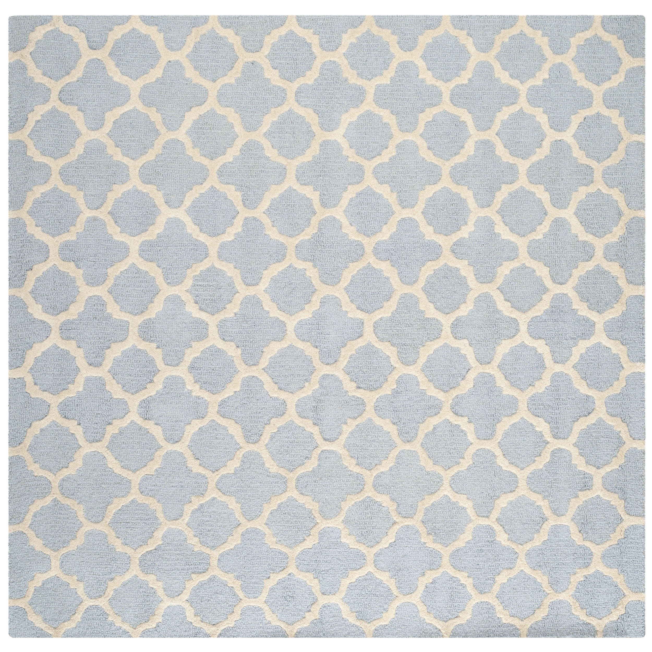 Safavieh Handmade Moroccan Cambridge Light Blue/ Ivory Wool Rug (8 Square)