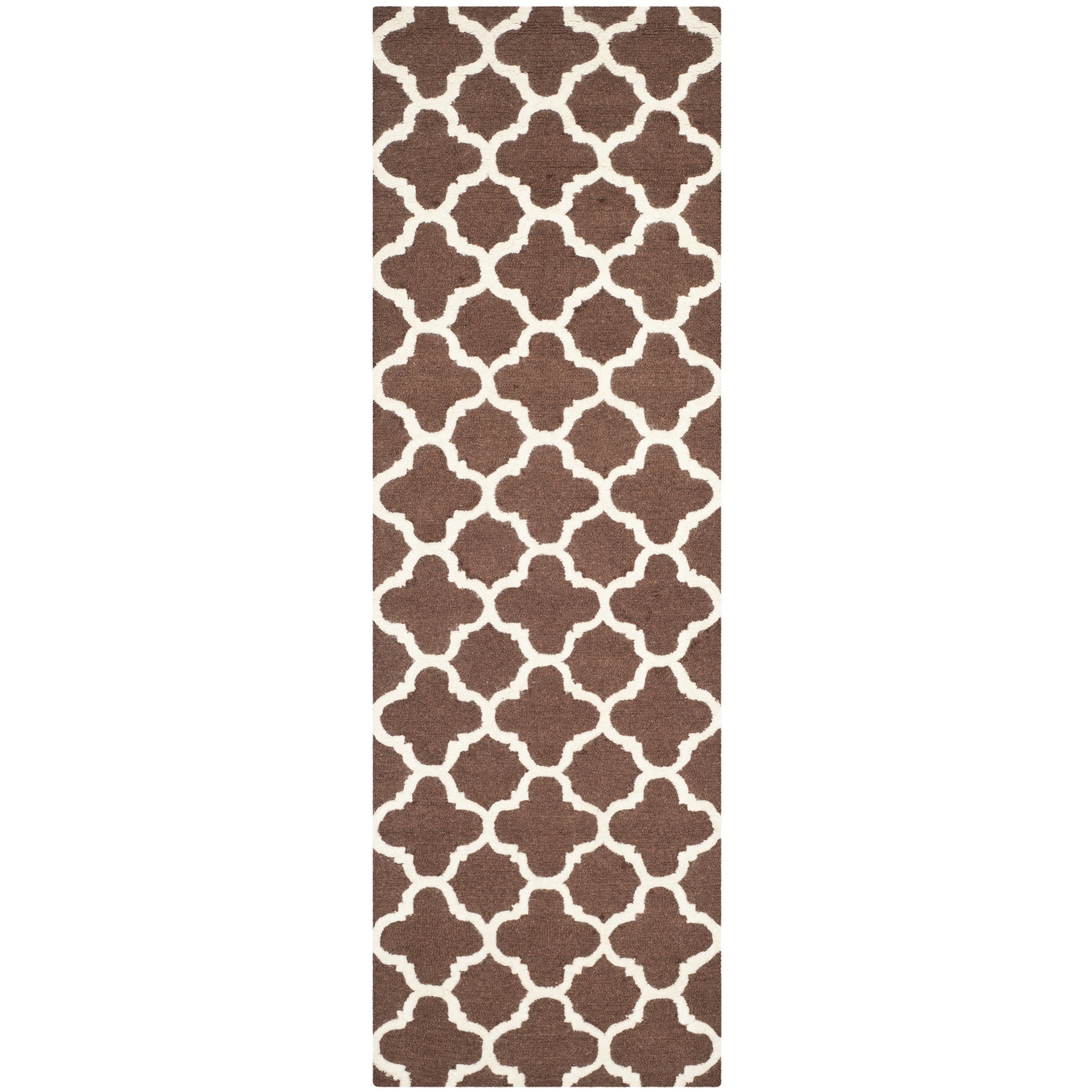 Safavieh Handmade Moroccan Cambridge Dark Brown/ Ivory Wool Runner Rug (26 X 12)