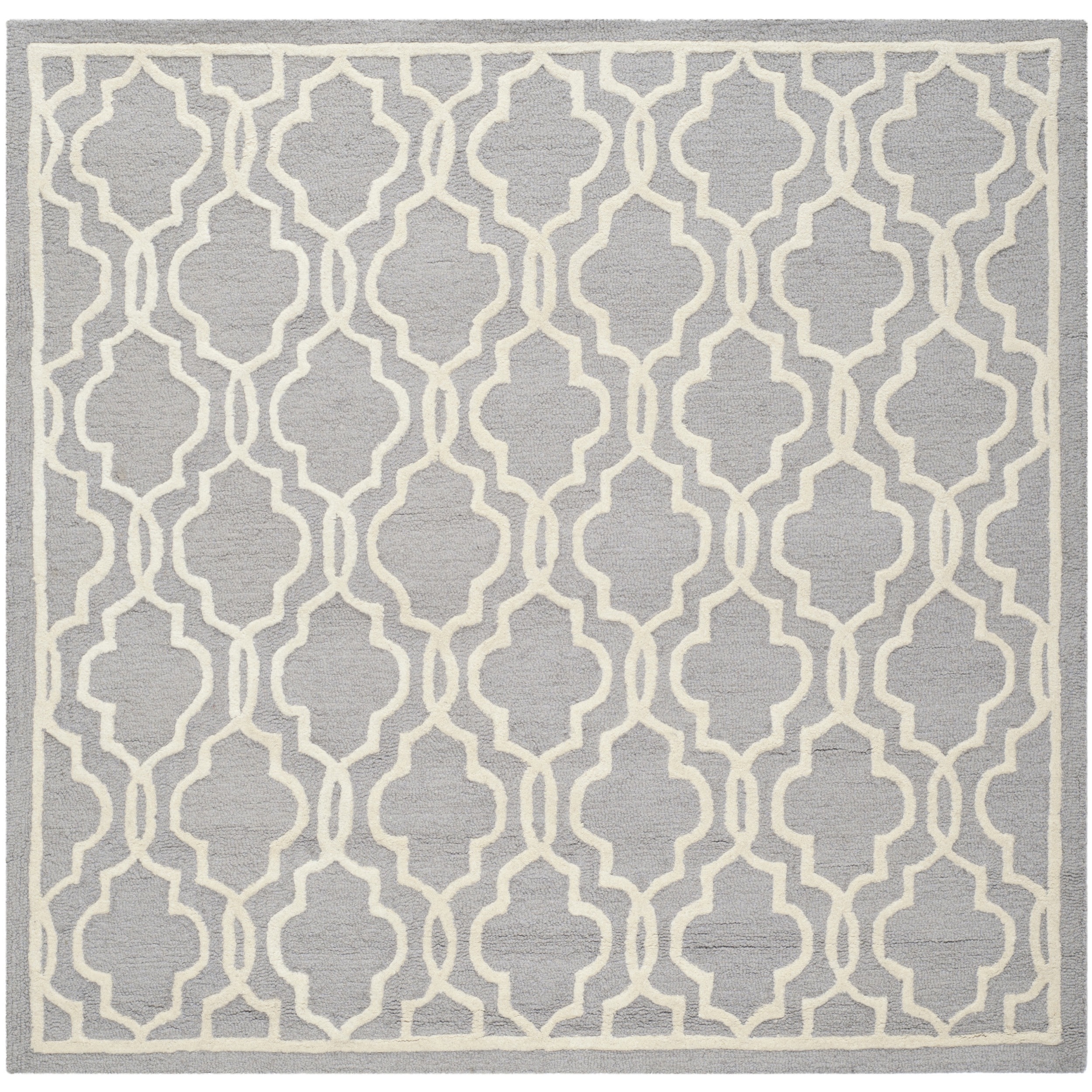 Safavieh Handmade Moroccan Cambridge Silver/ Ivory Wool Rug (10 Square)