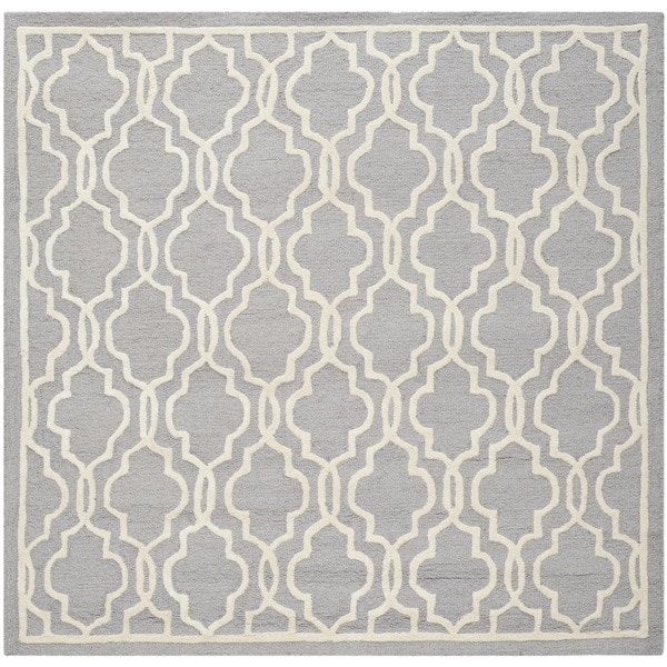Safavieh Handmade Moroccan Cambridge Silver/ Ivory Wool Rug (10' Square) - 10' x 10'