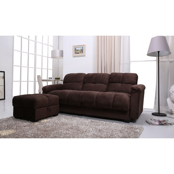 Shop Phila Chocolate Sofa Bed/ Ottoman Set Free Shipping Today