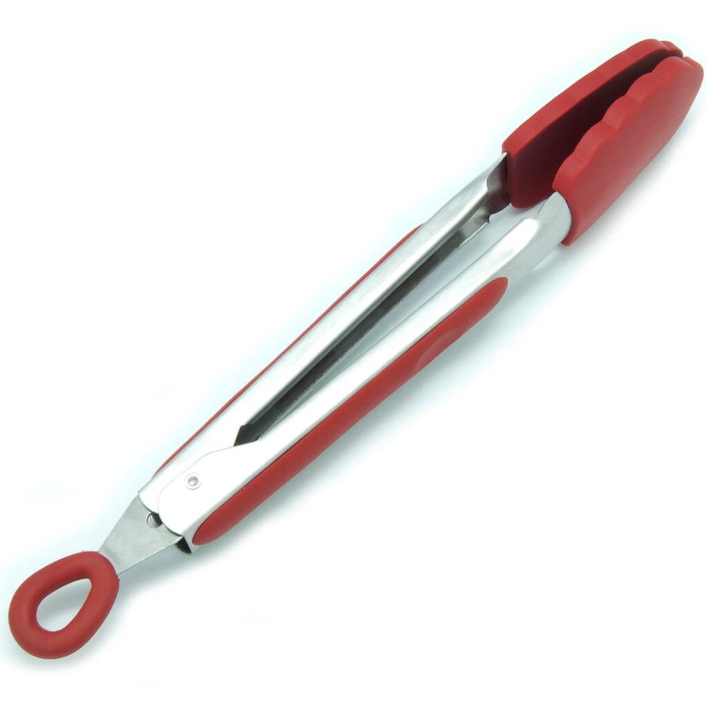 Freshware 9-inch Stainless Steel Locking Tong with Removable Silicone Heads