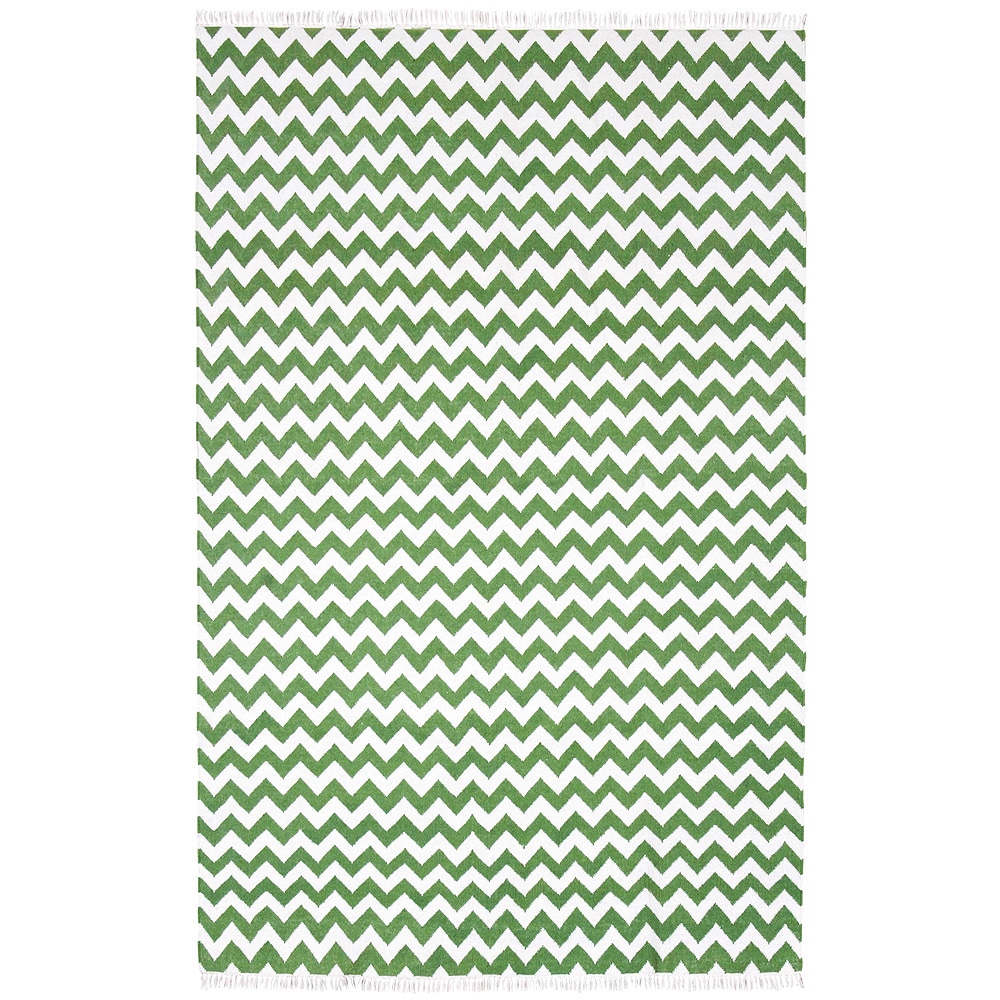 Handwoven Electro Wool Flat Weave Chevron Rug (8x10)