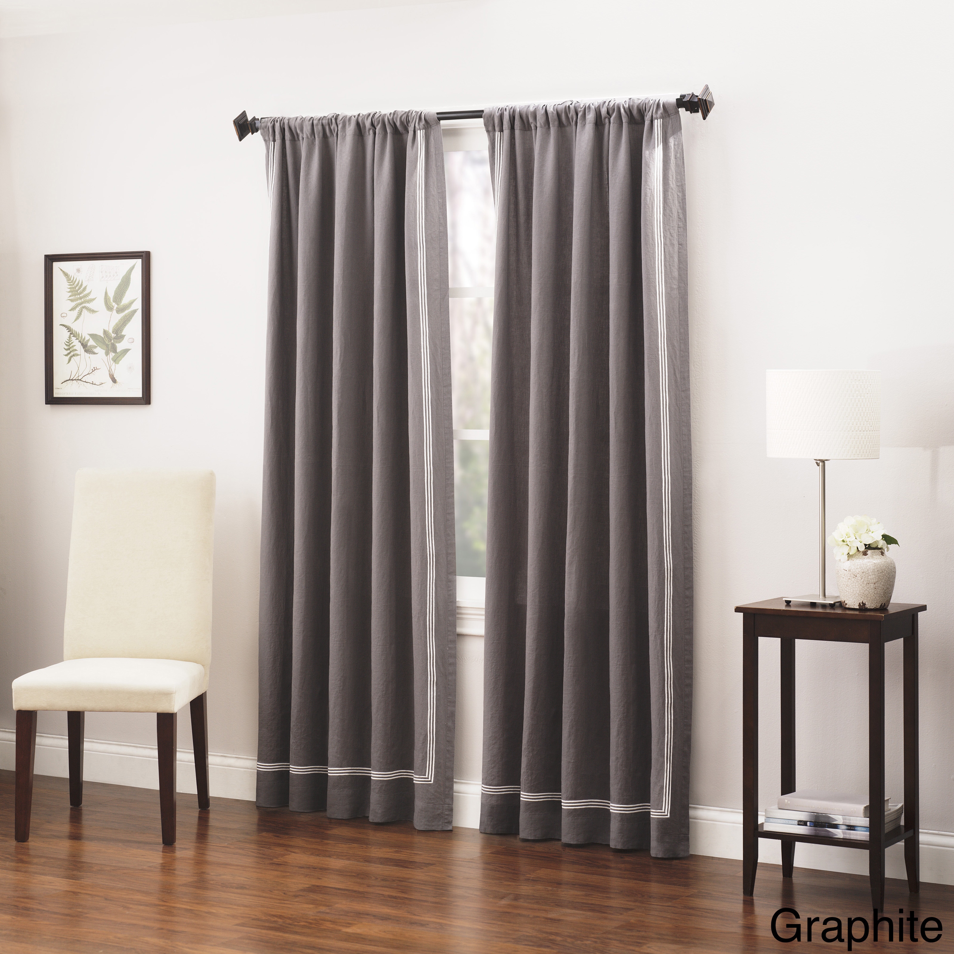 Roxbury Park Baratto Triple Striped Linen Curtain Panel