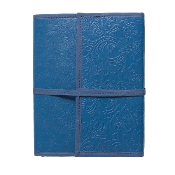 Sitara Handmade 80 page Indigo blue Engraved Cruelty free Leather