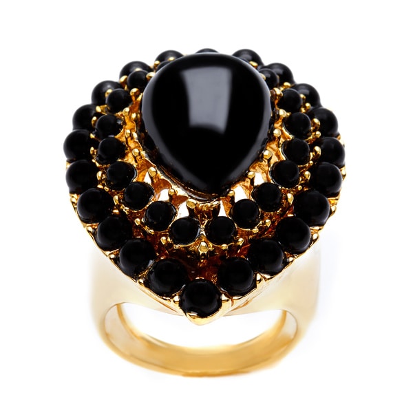 Kenneth Jay Lane Black Center/ Black Teardrop Size 6.5 Ring Kenneth Jay Lane Fashion Rings