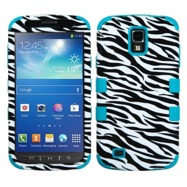 INSTEN Zebra/ Teal TUFF Hybrid Phone Case Cover for Samsung i537 Galaxy S4 Active