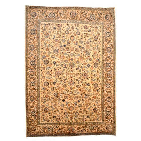 Shop Herat Oriental Persian Handknotted Isfahan Ivory/ Blue Wool Rug