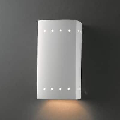 Closed Top Perferated Rectangular Outdoor Ceramic 1-light Sconce