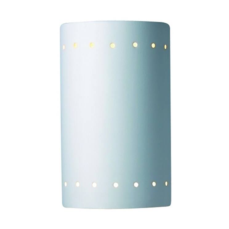 Porch & Den Foundry White Perferated Ceramic Closed Top Cylindrical 1-light Sconce
