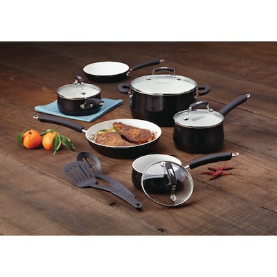 Paula Deen Savannah Collection Aluminum Nonstick 12-piece Black Cookware Set