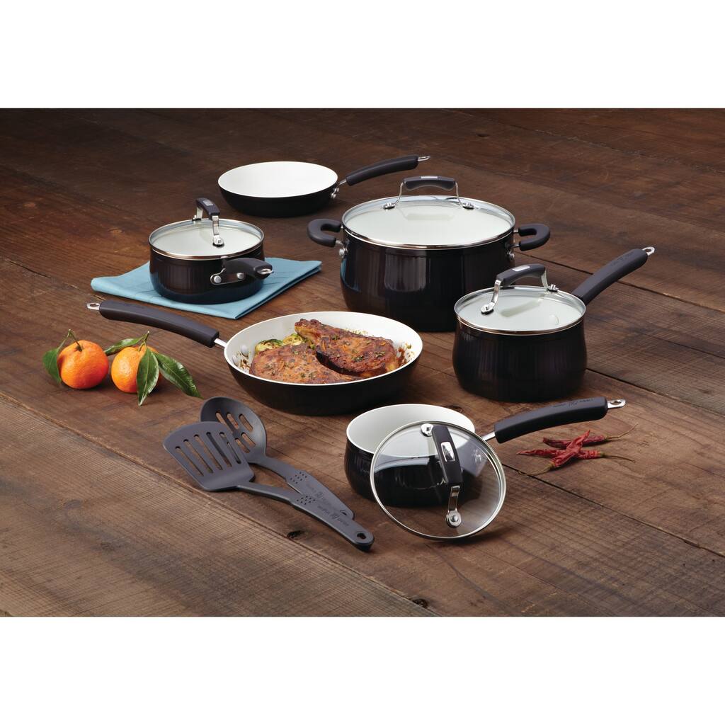 Paula Deen Savannah Collection Aluminum Nonstick 12-piece Black Cookware Set
