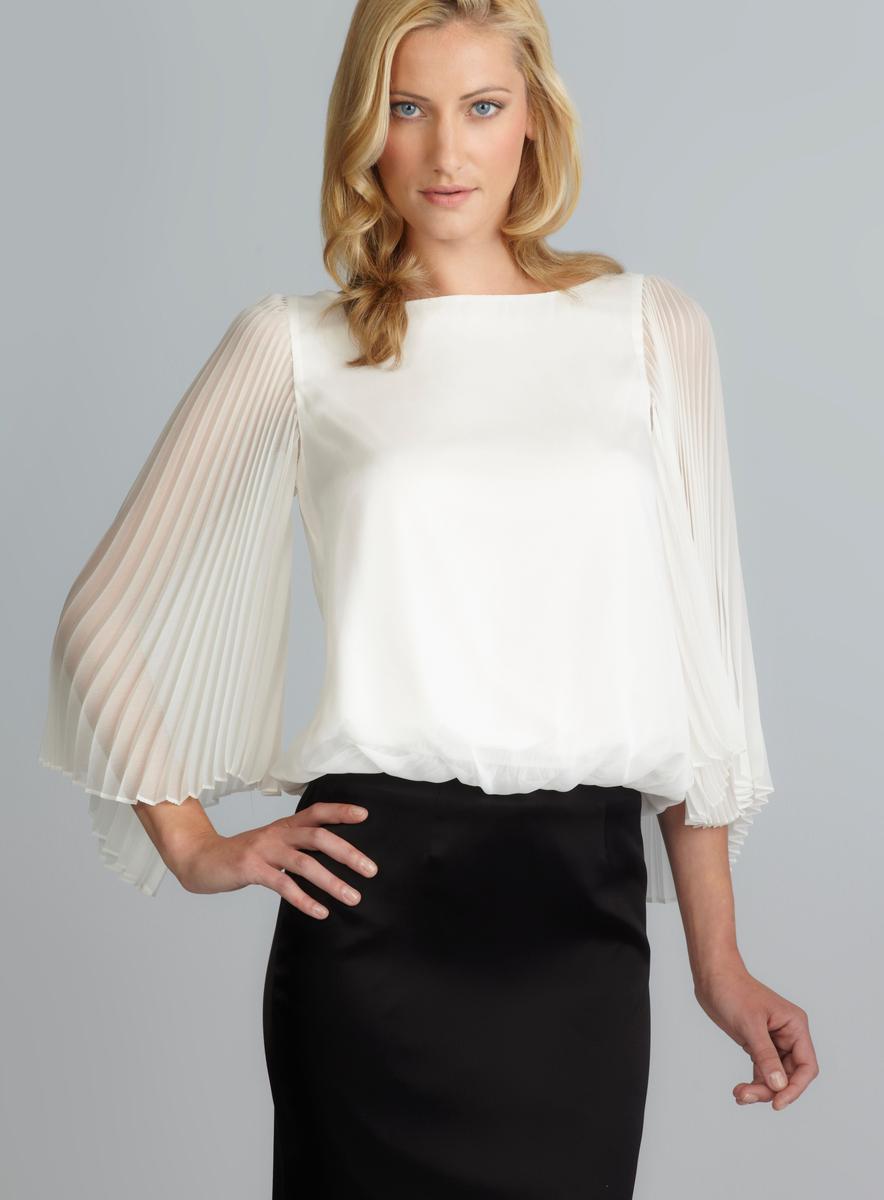 Adrianna Papell Pleated Bell Sleeve Cinched Waist Blouse - Free ...