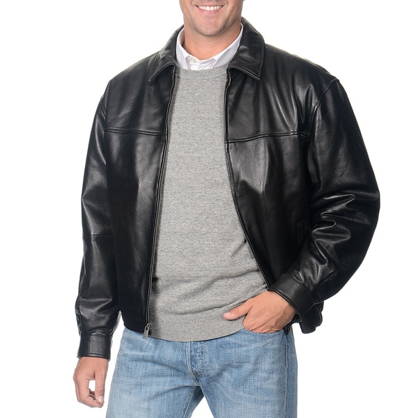 Shop Men's Boston Harbour Black Leather Bomber Jacket - Free Shipping ...