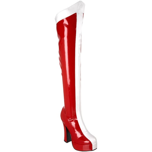 white patent leather thigh high boots