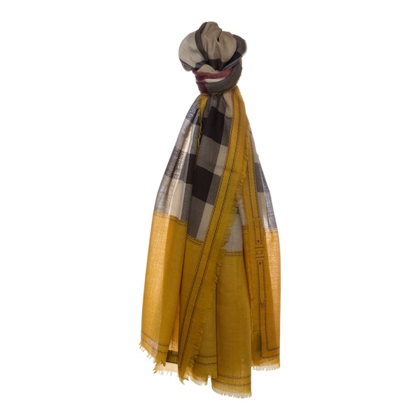 Burberry Contrast Border Check Cashmere Scarf